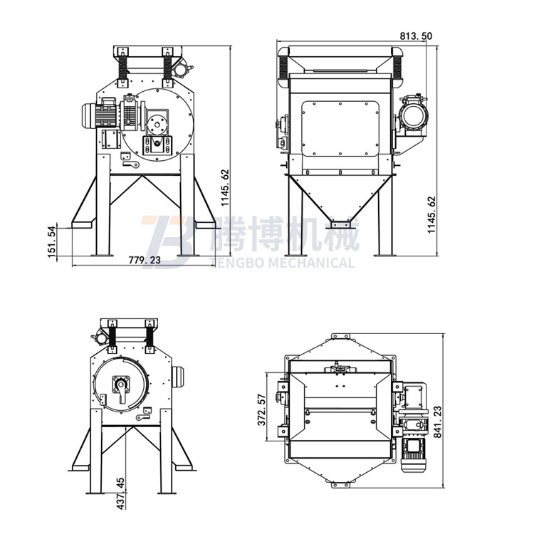 3250型封閉式磁選機(jī)彈簧漏斗款外觀尺寸圖